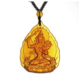 LXMYLI Tara Buddha Glazed Pendant Necklace, Crystal Beads Apothecary Buddha Heart Mantra, Amulet Buddha Crystal Pendant (Chain 65 cm)