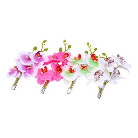 NOLITOY 4pcs Artificial Phalaenopsis Hair Clips Orchid Hair Decoration for Weddings Festivals Parties Floral Hairpins for Women and Girls