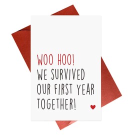 Gonzey Funny 1 Year Anniversary Card,Anniversary Cards Boyfriend,Survived Our First Year Together