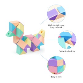 MOYU BLOCK 48 Blocks Macaron Cube Party Favors Magic Snake Cube Fidget Toy Snake Cube Macaroon Twist Puzzle Cube Classroom Rewards Good Birthday Gift for Kid(48 Wedges)