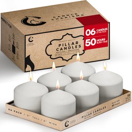 Candle Charisma White Pillar Candles Bulk Pack of 6 – (3x3 Inch) Long-Lasting 50-Hour Burn, Dripless & Smokeless – Perfect for Hassle-Free Decor at Weddings, Fall Table Centerpieces & Special Events