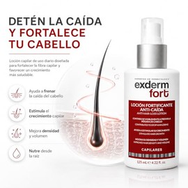 Exderm Fort Locin Capilar Fortificante Anti-Cada 125ml - Tratamiento para Cada del Cabello con Biotina 1 y Zinc PCA - Locin de Raz de Oro 10, Bardana 