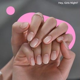 Heyhae Semi Cured Gel Nail Strips | Sun Cured Gel Nail Wraps No LED Lamp Needed Easy Apply & Remove | Includes 28 Strips, 1 Prep Pad, 1 Nail File & 1 Wooden Stick - Hey, Girls Night?