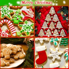 Kanehosi Christmas Cookie Cutters Large 6Pcs, Metal Christmas Hat Socks Candy Canes Santa Claus Ginger Man Mini Tree Shapes Cookie Cutters, 430 Stainless Steel Biscuit Fondant Doubt Cutter