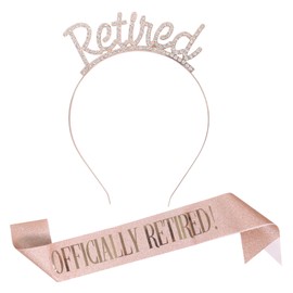 Retirement Tiara and Sash,Officially Retired Sash & Rhinestone Tiara for Women Retirement Party Decorations Supplies