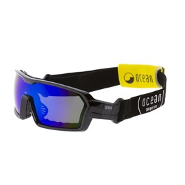 Ocean OCN-3701-1X Floating Sunglasses, UV Protection, Recycled Material, Changeable Frame & Strap, Shiny Black (Polarized Blue REVO Lenses)