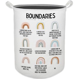 HKTZM Boho Rainbow Laundry Basket, Mental Health Boundaries Waterproof Collapsible Laundry Hamper Dirty Clothes Storage Toy Bin Organizer for College Dorm Bedroom Bathroom, Mental Health Gifts