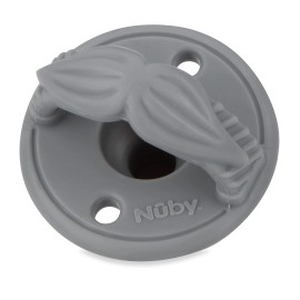 Nuby 3D Sili Soother Pacifiers Blue Spaceship Gray Mustache BPA Free 2 Pack