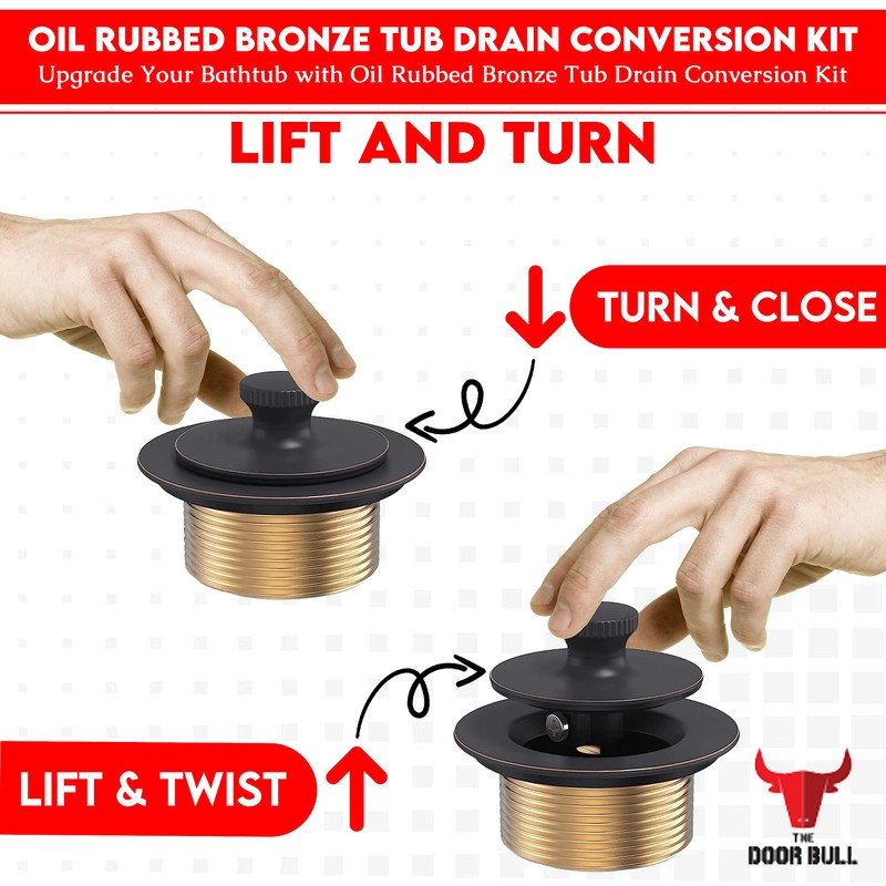 Lift and Turn Conversion Kit for Bathtub Drain Assembly, All-Brass