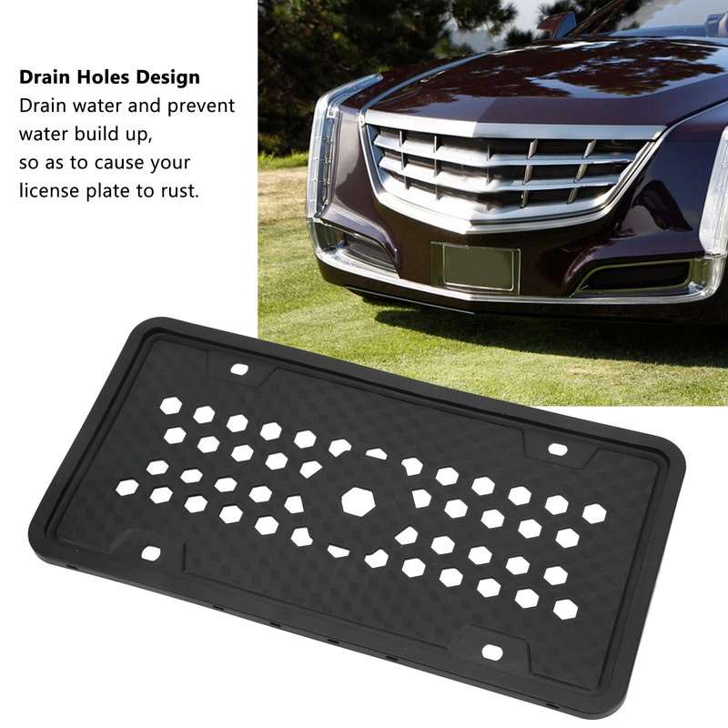 2PCS License Plate Protector Silicone Frame Soft Flexible Black 305x155mm