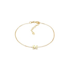 Elli Women's Basic Letter M Charm Bracelet in 925 Sterling Silver, Sterling Silver Silver Metal, None