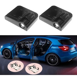 2pcs Wireless Car Door Logo Lights, Car Door Projector Light with Logo Welcome Courtesy Ghost Shadow Lights Lamp Logos Kit (for Tabby Cat)