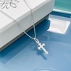 Very Tiny Delicate and Dainty Sterling Silver Cross Necklace for
