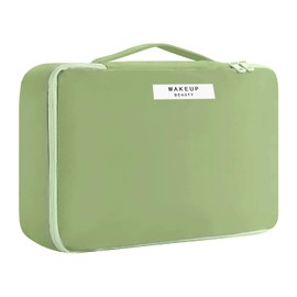 Travel Makeup Bag [with Brush Holder and Detachable Bag] Cosmetic Bag Makeup Bag Storage Organizer for Women and Girls (Pink), Green, makeup bag