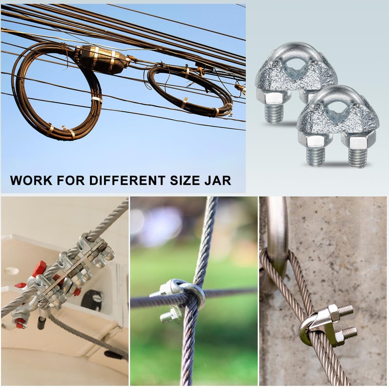 sourcing map 20 Pcs M6 Steel Wire Rope Clip Clamps,