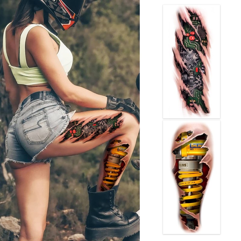 ROARHOWL Very Cool Machine 3D Realistic Fake Tattoos, Wound Robot