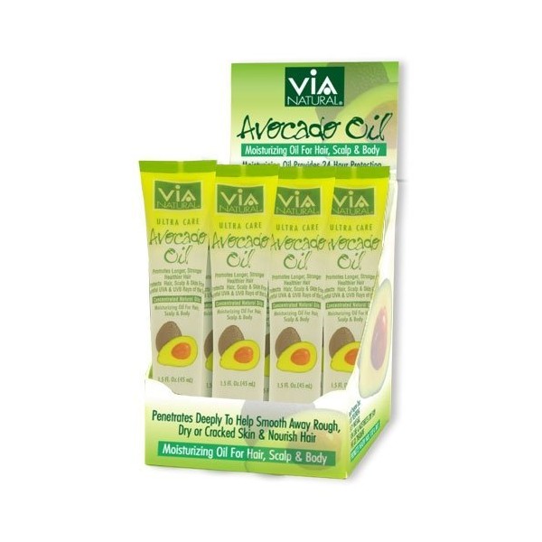 VIA Natural Ultra Care Avocado Oil Concentrated Natural Oil 1.5oz - Promotes Longer, Stronger, Healthier Hair - 3 Pack