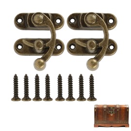 Pack of 2 Antique Vintage Quick Release Right Latch Hooks Hasp Latch 38 mm x 44 mm - Swing Latch Made of Bronze with Matching Screws for Building and Decorating Locking Flap