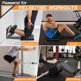 Bilbear Adjustable Nordic Hamstring Curl Strap with Knee Mat, Portable Nordic Strap for Hamstring Curls, Hamstring Stretching, Crunch, Sit-Ups, Nordic Curl Machine at Home, Holds 400 Pounds