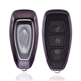 Key-Fob Shell Key-Case For Ford - Compatible With Ford 3-Buttons Smart Remote Key ,For Fiesta4 Kuga2 Focus3 Mondeo4 C-Max2 MK3 Escape Fusion Ecosport,Premium Soft TPU For Car Key protection (BLACK)
