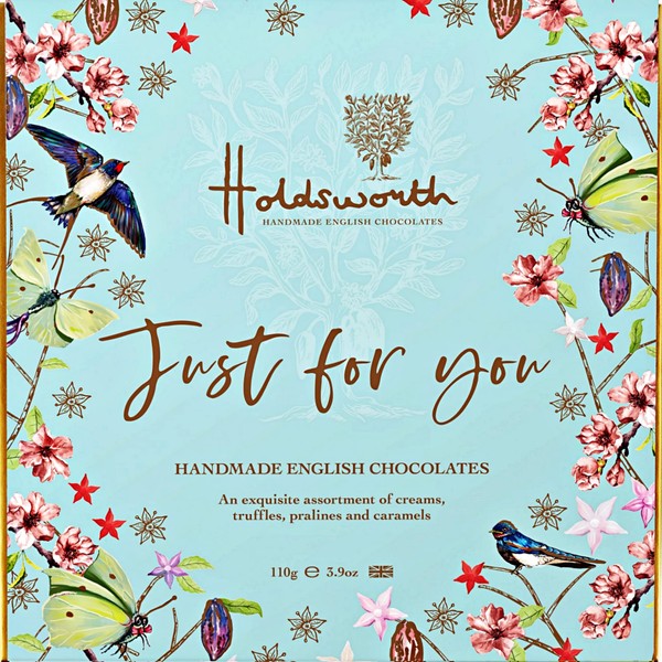 Holdsworth Chocolates Occasions Collection - Just For You Gift Box Filled with Handmade Truffles and Assorted Milk, Dark and White Chocolates Perfect for gifting 110g