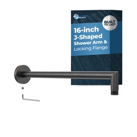 HammerHead Showers® ALL METAL 16 Inch Extended Shower Arm and Flange with Set Screw, Long Shower Arm, Extends Rain Shower Overhead, Wall-Mounted Rain Shower Arm, Oil Rubbed Bronze