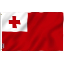 Anley Fly Breeze 3x5 Feet Tonga Flag - Vivid Color and Fade Proof - Canvas Header and Double Stitched - Tongan Flags Polyester with Brass Grommets 3 X 5 Ft