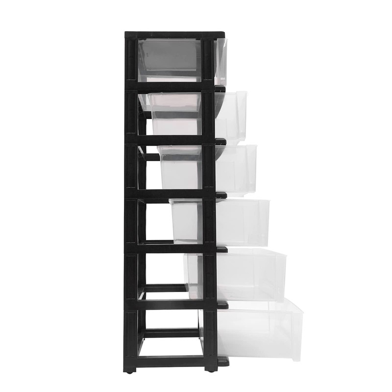 6 Clear Drawer Storage Organizer Rolling Cart,Movable Storage Tower for
