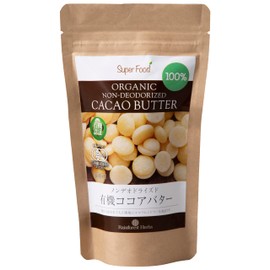 Organic JAS Organic Cocoa Butter, 100% Non-Deodorized, 2.1 oz (60 g), 1 Bag (Regular Size) Organic Cacao BUTTER 100% NON-DEODORIZED