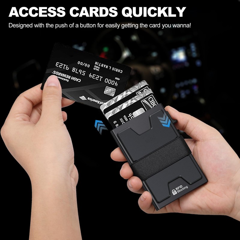 SEMORID Slim Aluminum Card Holder Wallet for Men, Durable Expandable