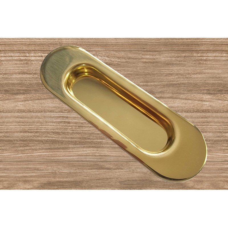Universal Hardware Oval Pull Finger Recessed Brass Door Handle Recessed