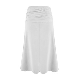 Laphilo Women's Plain Viscose Casual Elastic Waist Flared Midi Skirt Comfortable Lightweight 9521, White