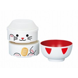 Tatsumiya 52678 Cat Kokeshi 2-Tier Bento Box, Maneki Cat, Black, Size: Approx. φ0.4 inches (10 cm), H5.1 inches (13 cm)