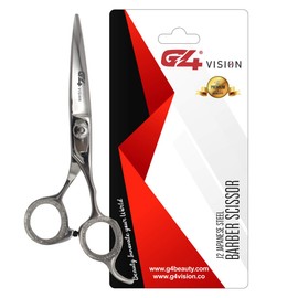 G4 Vision Professional J2 Japanese Barber Scissor Silver for Hair Trimming Razor Edge Scissors Hair Cutting Haircut Shears Stainless Steel 6.5 inch