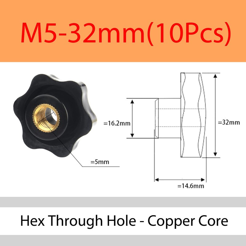 MOOPW Star Nuts Grip Nuts - 10 Pieces Clamping Screw