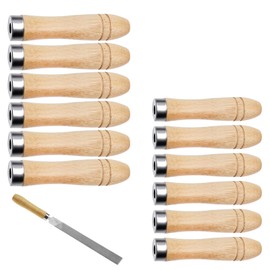 ANYUANKW Pack of 12 File Handles, Replacement Wooden File Handle with Strong Metal Collar, Wooden File Handle for Tools, Crafts, Files, Accessories (60 mm, 40 mm)