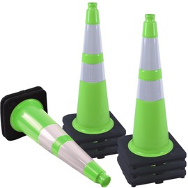 OrangeStar 8 Pack 28" Traffic Safety Cones, Green Cones Construction Cones w/Reflective Collar, Heavy Duty Base for Driving Practice, Parking Lots and Roadwork
