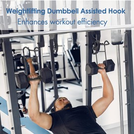 QKOQKO Dumbbell Spotter Hooks, 2-Pack Upgraded 250 lbs Heavy Duty Rack Attachments for Bench Press, Chest & Shoulder Workouts, Safety Hangers with Wrist Straps