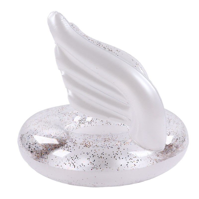 Inflatable Swimming Ring Sequin Swim Angel Wing Shiny Floating Tube
