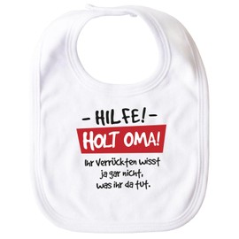 MoonWorks® Baby Bib Aid - Holt Grandma Sayings Funny for Boys / Girls Cotton, White