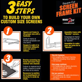 Prime-Line PL 7814 Aluminum Screen Frame Kit, 5/16 inch x 3/4 inch x 60 inch, White , Set of 1