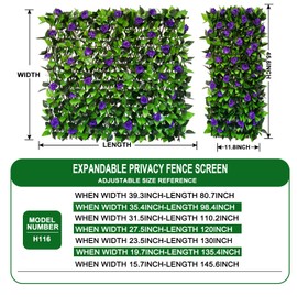 Expandable Fence Privacy Screen for Balcony Patio Outdoor,Decorative Faux Ivy Fencing Panel,Artificial Hedges