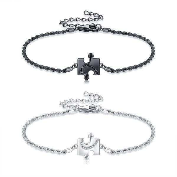 ONEFINITY Matching Bracelets 925 Sterling Silver Puzzle Couple Bracelets Long