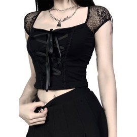 Alternative Clothing Aesthetic Goth Aesthetic Clothes Women y2k Alternative Tops for Women Punk mall Goth Bodycon Goth Emo Tops Women Cute Goth Tops Gothic lace Front alt Plus Size Clothes