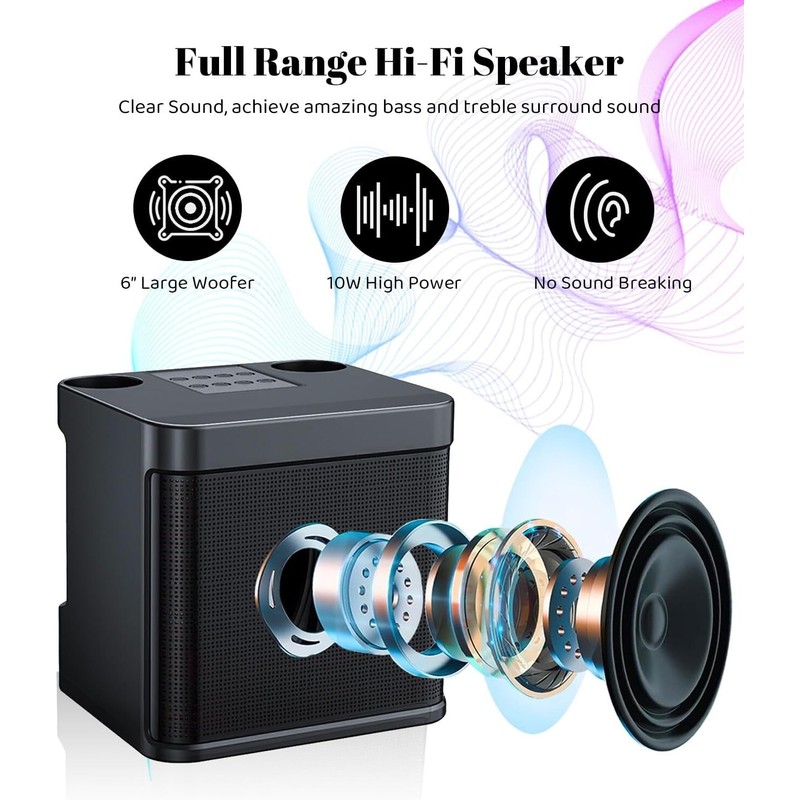 Unbranded Karaoke Machine with 2 Wireless Microphones Portable Bluetooth 5.0