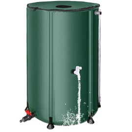 Collapsible Rain Barrel Water Collection System - 100 Gallon Portable Water Storage Tank,Foldable Rainwater Collect System Downspout, Water Catcher Container with Filter, Spigots＆Overflow Kit,Green