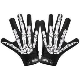 Exote Sports Youth Football Gloves American Wide Receiver Skeleton Football Gloves for Adult Men Women & Boys with Super Sticky Silicone Grip Palms Ultimate Performance Booster