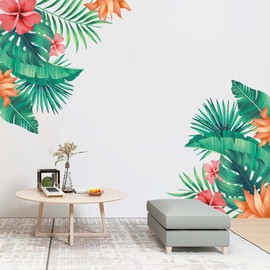 Wall Stickers Plants Wallpaper Stickers Flowers Green Leaves Cat Removable Wall Decor Scandinavian School