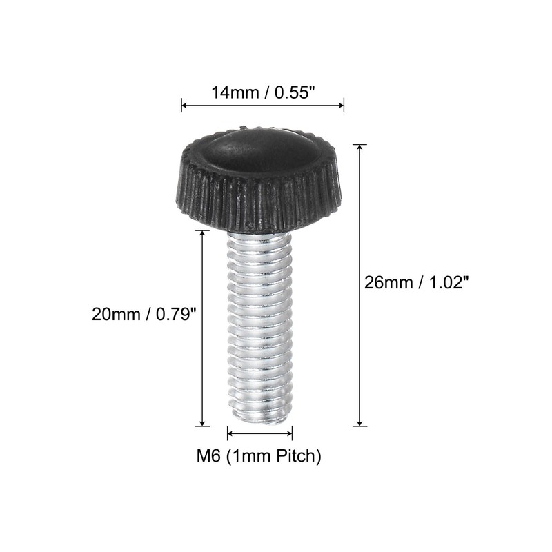 uxcell 20pcs M6 x 20mm Metric Male Thread Knurled Knobs,