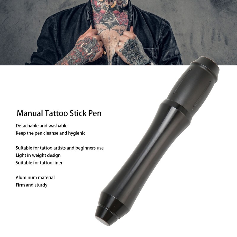 Traditional Tattoo Stick Pen Prevent Slipping Aluminium Detachable Washable Manual